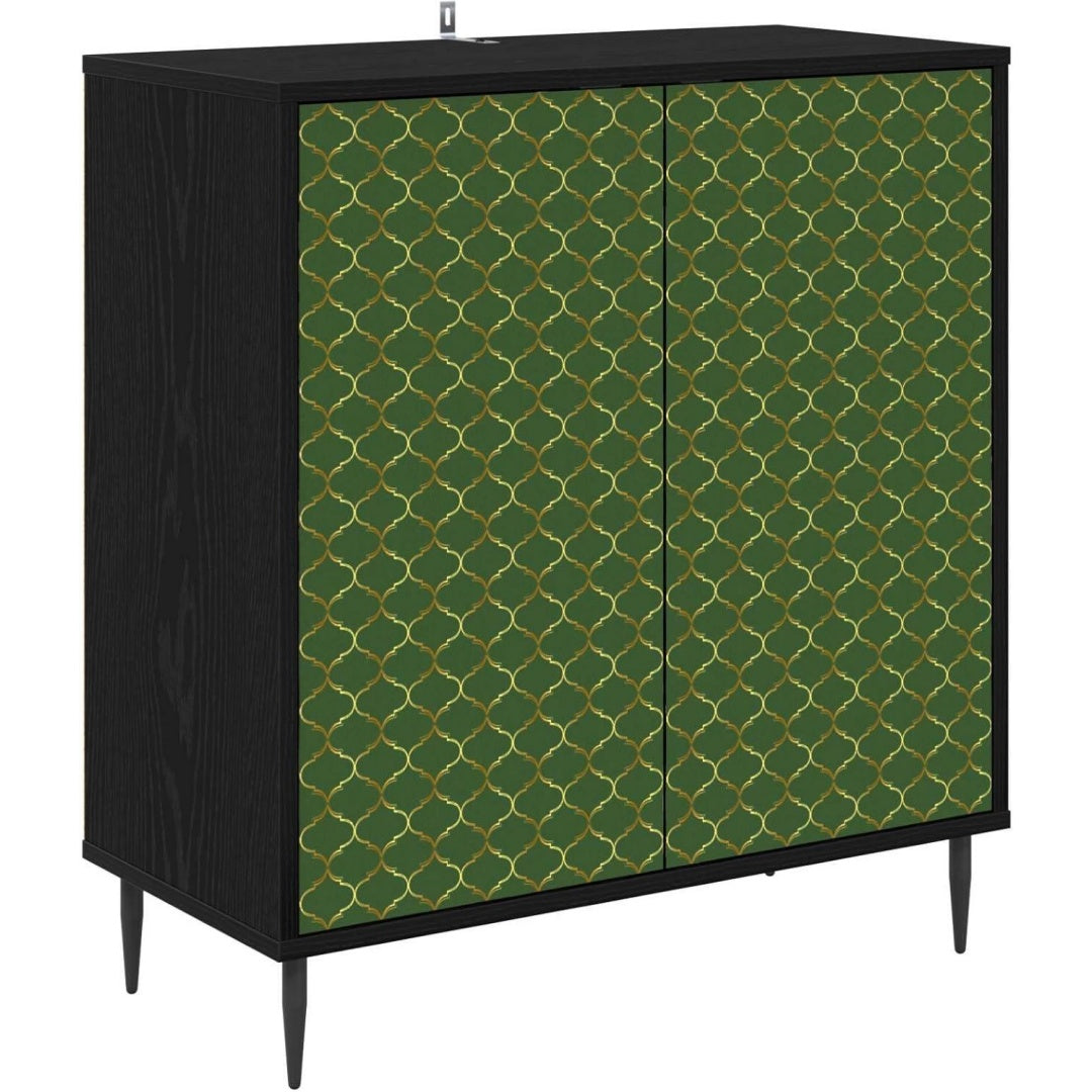 Das Sideboard misst 69 x 33 x 76 cm in Schwarz