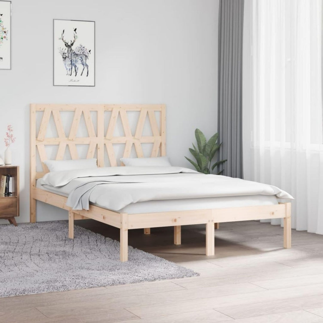 Bettgestell aus Massivholz und Kiefernholz in Naturbraun mit den Massen 120 x 190 cm