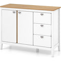Eine ausziehbare Konstruktion bestimmt das Erscheinungsbild von dem Sideboard