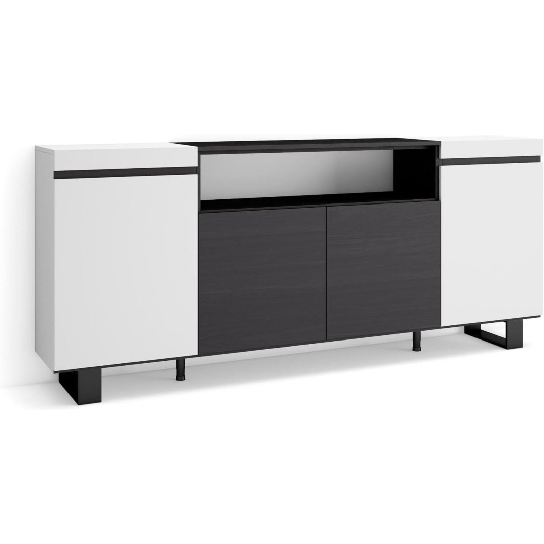 Hochschrank verbindet ein Metallgestell und 4 Tueren