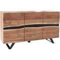 Sideboard aus Massivholz und Metall in Schwarz und Naturbraun