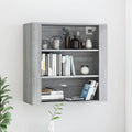 Wandschrank mit den Massen 80 x 33 x 80 cm in Eichenbraun und Grau