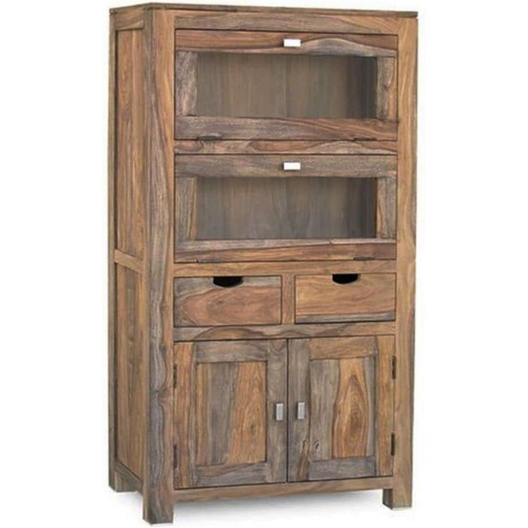 Hochschrank aus Massivholz mit Schubladen