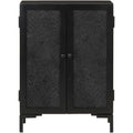 Sideboard aus Massivholz und Metall in Schwarz